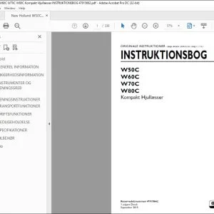 New Holland W50C W60C W70C W80C Kompakt Hjullæsser INSTRUKTIONSBOG 47915662 - PDF DOWNLOAD