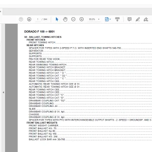 Same Tractor DORADO F 100 after 6001 Parts Catalog Manual - PDF DOWNLOAD