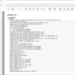 Same Tractor DORADO V 70 Parts Catalog Manual - PDF DOWNLOAD