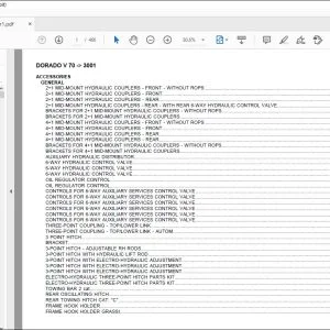Same Tractor DORADO V 70 after 3001 Parts Catalog Manual - PDF DOWNLOAD