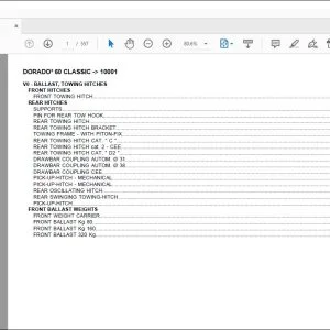 Same Tractor DORADO³ 60 CLASSIC after 10001 Parts Catalog Manual - PDF DOWNLOAD