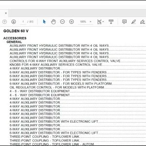 Same Tractor Golden 60 V Parts Catalog Manual - PDF DOWNLOAD