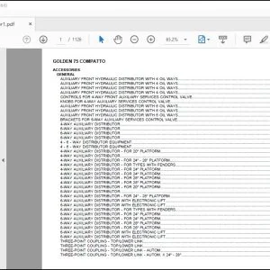 Same Tractor Golden 75 Compatto Parts Catalog Manual -  PDF DOWNLOAD