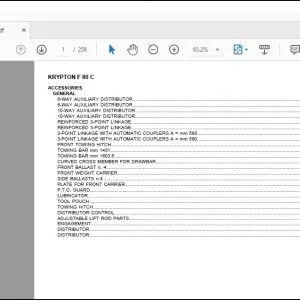 Same Tractor Krypton F 80 C Parts Catalog Manual - PDF DOWNLOAD