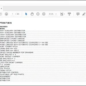 Same Tractor Krypton F 88 N Spare Parts Catalog Manual - PDF DOWNLOAD