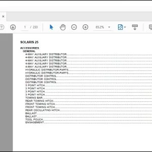 Same Tractor SOLARIS 25 Parts Catalog Manual - PDF DOWNLOAD