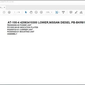 Tadano AT-100-4 42063410300 LOWER,NISSAN DIESEL PB-BKR81AN-E5EXHY-B Parts Manual - PDF DOWNLOAD