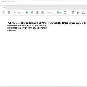 Tadano AT-100-4 42063433501 UPPER LOWER,HINO BKG-XZU304X-TYFMG6 Parts Manual - PDF DOWNLOAD