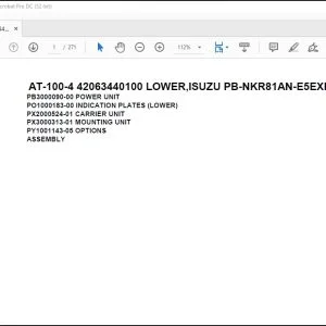 Tadano AT-100-4 42063440100 LOWER ISUZU PB-NKR81AN-E5EXHY-B Parts Catalog Manual - PDF DOWNLOAD