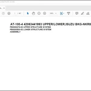 Tadano AT-100-4 42063441993 UPPERLOWER,ISUZU BKG-NKR85AN-EE5AHY Parts Manual - PDF DOWNLOAD