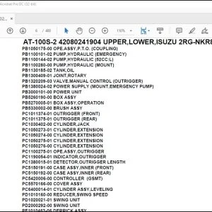 Tadano AT-100S-2 42080241904 UPPER,LOWER,ISUZU 2RG-NKR88AN-EE5AHY-J Parts Manual - PDF DOWNLOAD