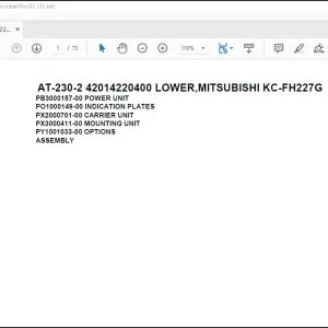 Tadano Crane AT-230-2 42014220400 LOWER,MITSUBISHI KC-FH227G Spare Parts Catalog Manual - PDF DOWNLOAD