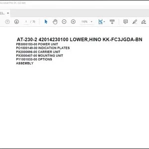 Tadano AT-230-2 42014230100 LOWER,HINO KK-FC3JGDA-BN Parts Manual - PDF DOWNLOAD
