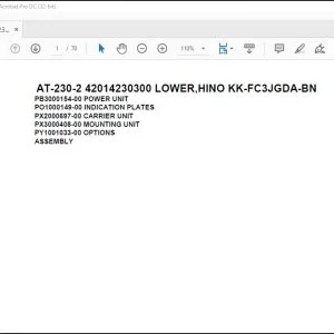 Tadano Crane AT-230-2 42014230300 LOWER,HINO KK-FC3JGDA-BN Spare Parts Catalog Manual - PDF DOWNLOAD