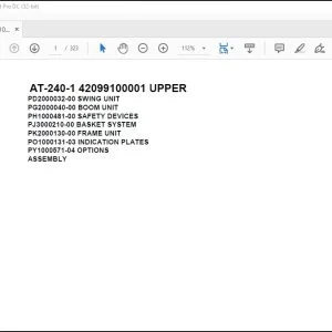 Tadano AT-240-1 42099100001 UPPER Spare Parts Catalog Manual - PDF DOWNLOAD