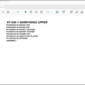 Tadano AT-240-1 42099100002 UPPER Spare Parts Catalog Manual - PDF DOWNLOAD