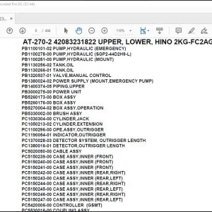 Tadano Crane AT-270-2 42083231822 UPPER,LOWER,HINO 2KG-FC2AGBA-BBABAD Parts Manual - PDF DOWNLOAD
