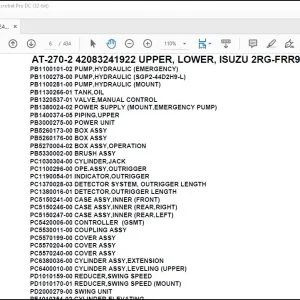Tadano AT-270-2 42083241922 UPPER, LOWER, ISUZU 2RG-FRR90S1-JAYN-M Parts Manual - PDF DOWNLOAD