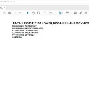 Tadano AT-72-1 43003110100 LOWER, NISSAN KK-AHR69CV-4CXY Spare Parts Catalog Manual - PDF DOWNLOAD