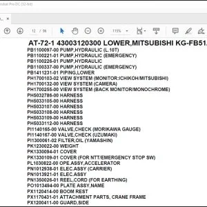 Tadano AT-72-1 43003120300 LOWER MITSUBISHI KG-FB51AA1A47 Parts Catalog Manual - PDF DOWNLOAD