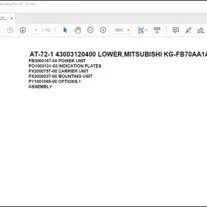 Tadano AT-72-1 43003120400 LOWER, MITSUBISHI KG-FB70AA1A Spare Parts Catalog Manual - PDF DOWNLOAD