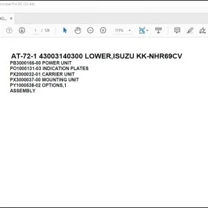 Tadano AT-72-1 43003140300 LOWER, ISUZU KK-NHR69CV Spare Parts Catalog Manual - PDF DOWNLOAD
