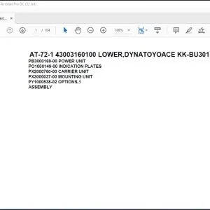 Tadano AT-72-1 43003160100 LOWER DYNATOYOACE KK-BU301-TQMMS3 Spare Parts Catalog Manual - PDF DOWNLOAD