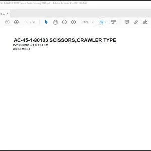 Tadano Crane AC-45-1-80103 SCISSORS CRAWLER TYPE Spare Parts Catalog Manual - PDF DOWNLOAD