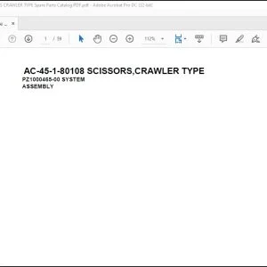 Tadano Crane AC-45-1-80108 SCISSORS,CRAWLER TYPE Spare Parts Catalog Manual - PDF DOWNLOAD
