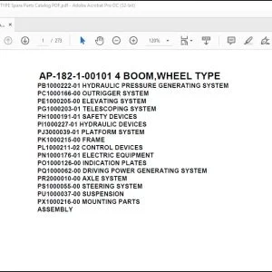 Tadano Crane AP-182-1-00101 4 BOOM,WHEEL TYPE Spare Parts Catalog Manual - PDF DOWNLOAD
