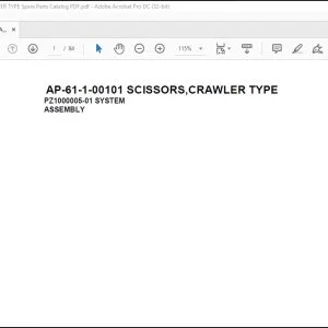 Tadano Crane AP-61-1-00101 SCISSORS,CRAWLER TYPE Spare Parts Catalog Manual - PDF DOWNLOAD