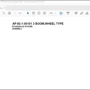Tadano Crane AP-92-1-00101 3 BOOM,WHEEL TYPE Spare Parts Catalog Manual - PDF DOWNLOAD