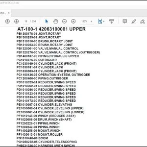 Tadano Crane AT-100-1 42063100001 UPPER Spare Parts Catalog Manual - PDF DOWNLOAD