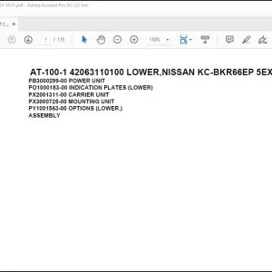 Tadano Crane AT-100-1 42063110100 LOWER,NISSAN KC-BKR66EP 5EXY Spare Parts Manual - PDF DOWNLOAD