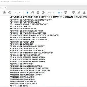 Tadano Crane AT-100-1 42063110301 UPPER,LOWER,NISSAN KC-BKR66EP Parts Manual - PDF DOWNLOAD