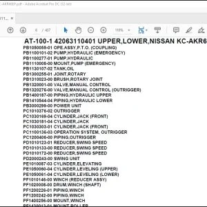 Tadano Crane AT-100-1 42063110401 UPPER,LOWER,NISSAN KC-AKR66EP Parts Manual - PDF DOWNLOAD