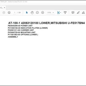 Tadano Crane AT-100-1 42063120100 LOWER,MITSUBISHI U-FE517BN4 Spare Parts Manual - PDF DOWNLOAD