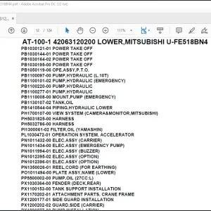 Tadano Crane AT-100-1 42063120200 LOWER,MITSUBISHI U-FE518BN4 Spare Parts Manual - PDF DOWNLOAD