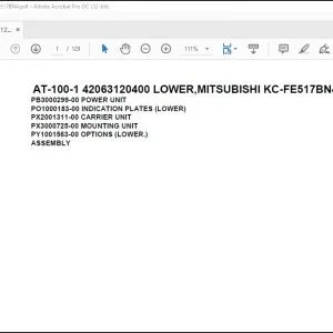 Tadano Crane AT-100-1 42063120400 LOWER,MITSUBISHI KC-FE517BN4 Parts Catalog Manual - PDF DOWNLOAD