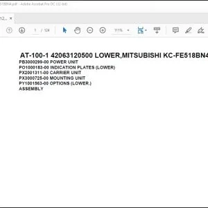 Tadano Crane AT-100-1 42063120500 LOWER,MITSUBISHI KC-FE518BN4 Parts Catalog Manual - PDF DOWNLOAD