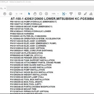 Tadano Crane AT-100-1 42063120600 LOWER,MITSUBISHI KC-FG538B4K Parts Manual - PDF DOWNLOAD