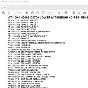Tadano Crane AT-100-1 42063120700 LOWER,MITSUBISHI KC-FE517BN4 Parts Catalog Manual - PDF DOWNLOAD