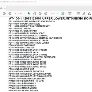 Tadano Crane AT-100-1 42063121001 UPPER,LOWER,MITSUBISHI KC-FE567B4KM Parts Manual - PDF DOWNLOAD