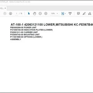 Tadano Crane AT-100-1 42063121100 LOWER,MITSUBISHI KC-FE567B4K Spare Parts Manual - PDF DOWNLOAD
