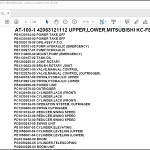 Tadano Crane AT-100-1 42063121112 UPPER,LOWER,MITSUBISHI KC-FE567B4KA Parts Manual - PDF DOWNLOAD