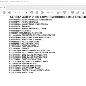 Tadano Crane AT-100-1 42063121300 LOWER,MITSUBISHI KC-FE567B4KM Parts Catalog Manual - PDF DOWNLOAD