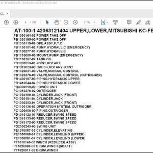 Tadano Crane AT-100-1 42063121404 UPPER,LOWER,MITSUBISHI KC-FE568B4K Parts Manual - PDF DOWNLOAD