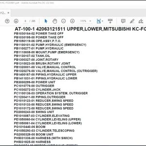 Tadano Crane AT-100-1 42063121511 UPPER,LOWER,MITSUBISHI KC-FG508B1 Parts Manual - PDF DOWNLOAD