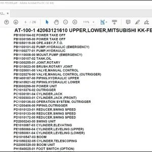 Tadano Crane AT-100-1 42063121610 UPPER,LOWER,MITSUBISHI KK-FE53EB Parts Manual - PDF DOWNLOAD
