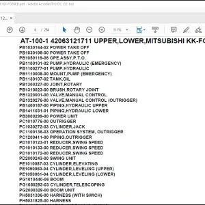 Tadano Crane AT-100-1 42063121711 UPPER,LOWER,MITSUBISHI KK-FG50EB Parts Manual - PDF DOWNLOAD